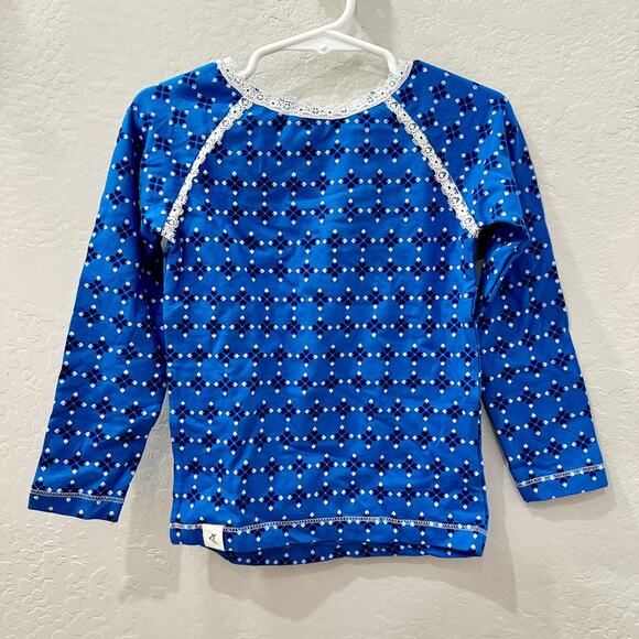 NWT Alba of Denmark Blue Heartbreaking Love Print Ghita Long Sleeve Shirt - Picture 1 of 6